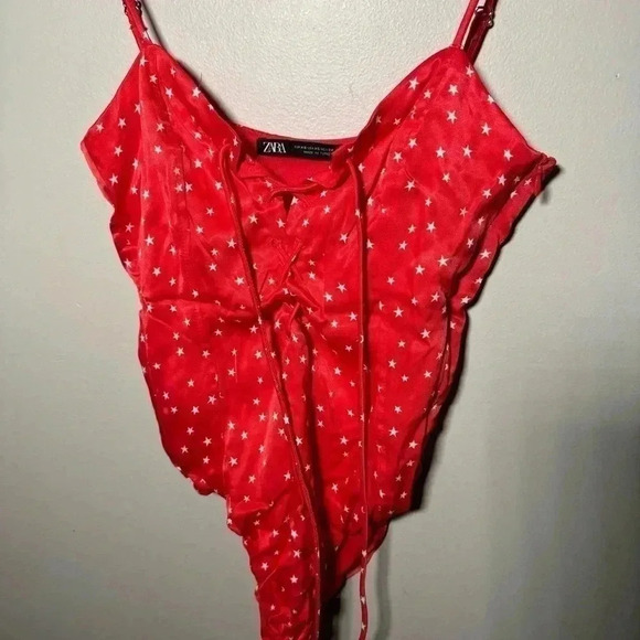 NWOT ZARA SATIN EFFECT STAR  BODYSUIT XS - Picture 6 of 9